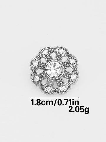 18mm Gold Silver Rhinestone Inlaid Zinc Alloy Shank Buttons – 10pcs Silver