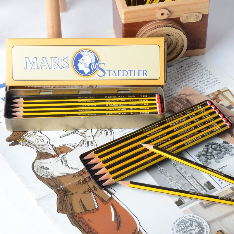 STAEDTLER 120-M12 HB Noris Graphite Pencils,Metal Box 12 Pack
