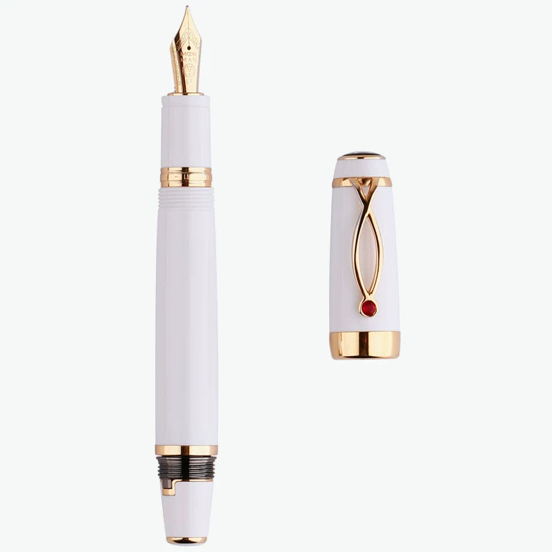 MAJOHN X1 Retractable Fountain Pen | EF Nib,Twist-Retract, White Barrel, Gold Clip