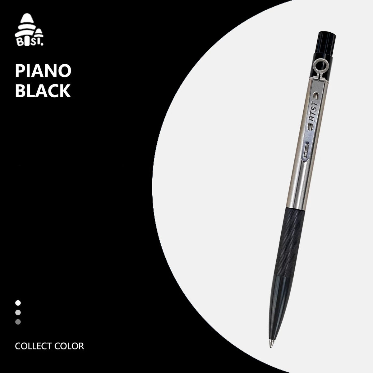 BTST Classic All-Metal Ballpoint Pen Twist Retractable,0.7mm Black Ink Black