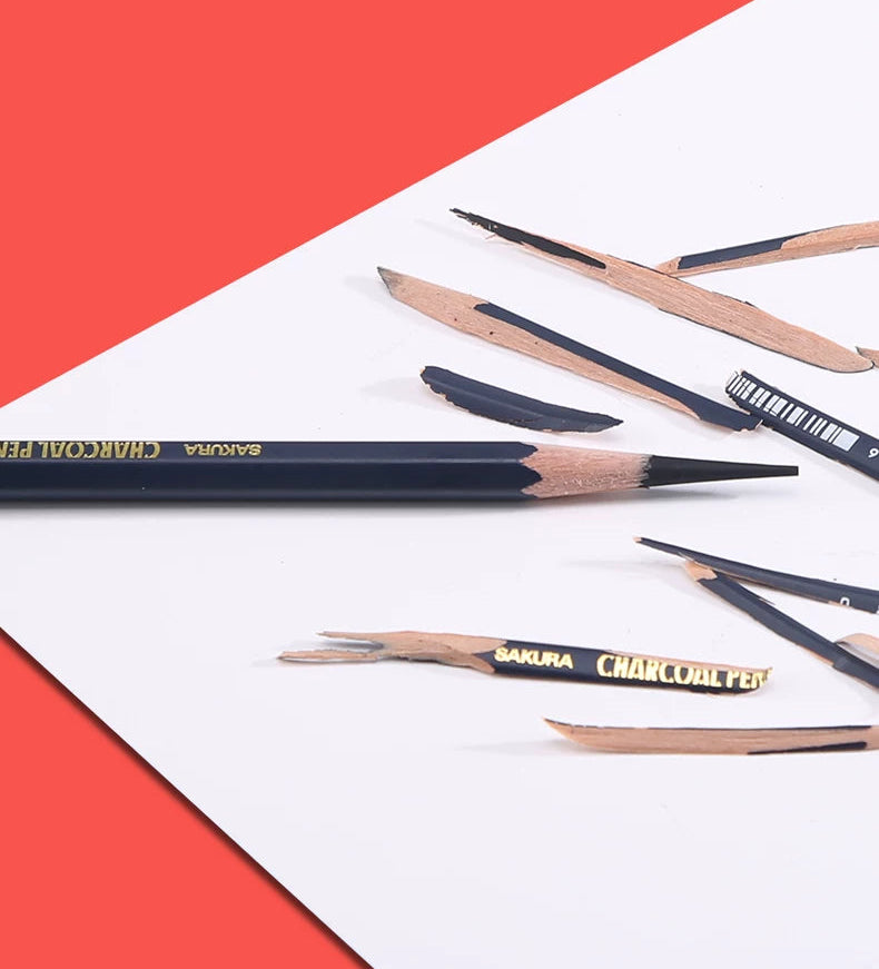 SAKURA Charcoal Drawing Pencils, 12-Pack | Soft, Medium or Hard
