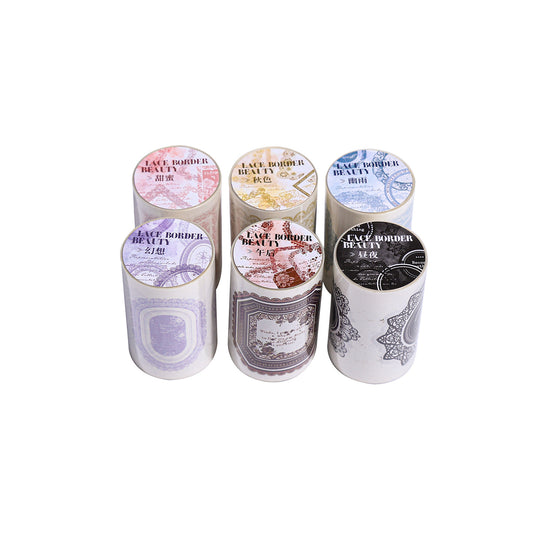 6 Roll Lace Border Washi Tape Set 65mm x 2m