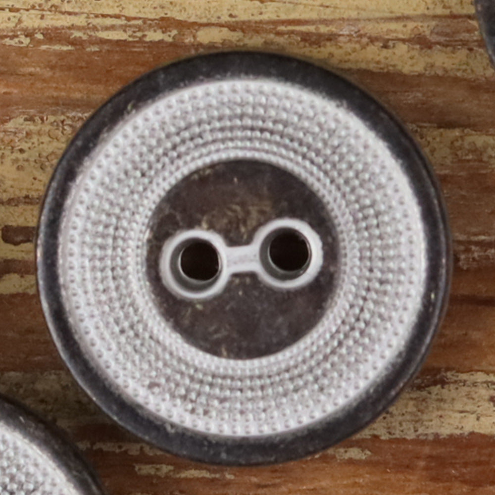 Concentric Circle 2-Hole Metal Buttons | Denim Jacket Suit Buttons | Pack of 20 Pewter