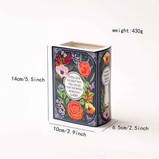Ceramic Book-Shaped Decorative Planter for Home Decor Book Lovers B