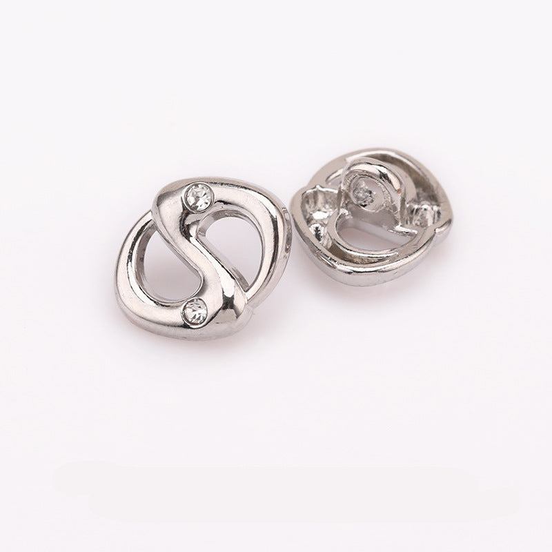 Pig Nose Rhinestone Shank Buttons 30-Pack 11.5mm Silver