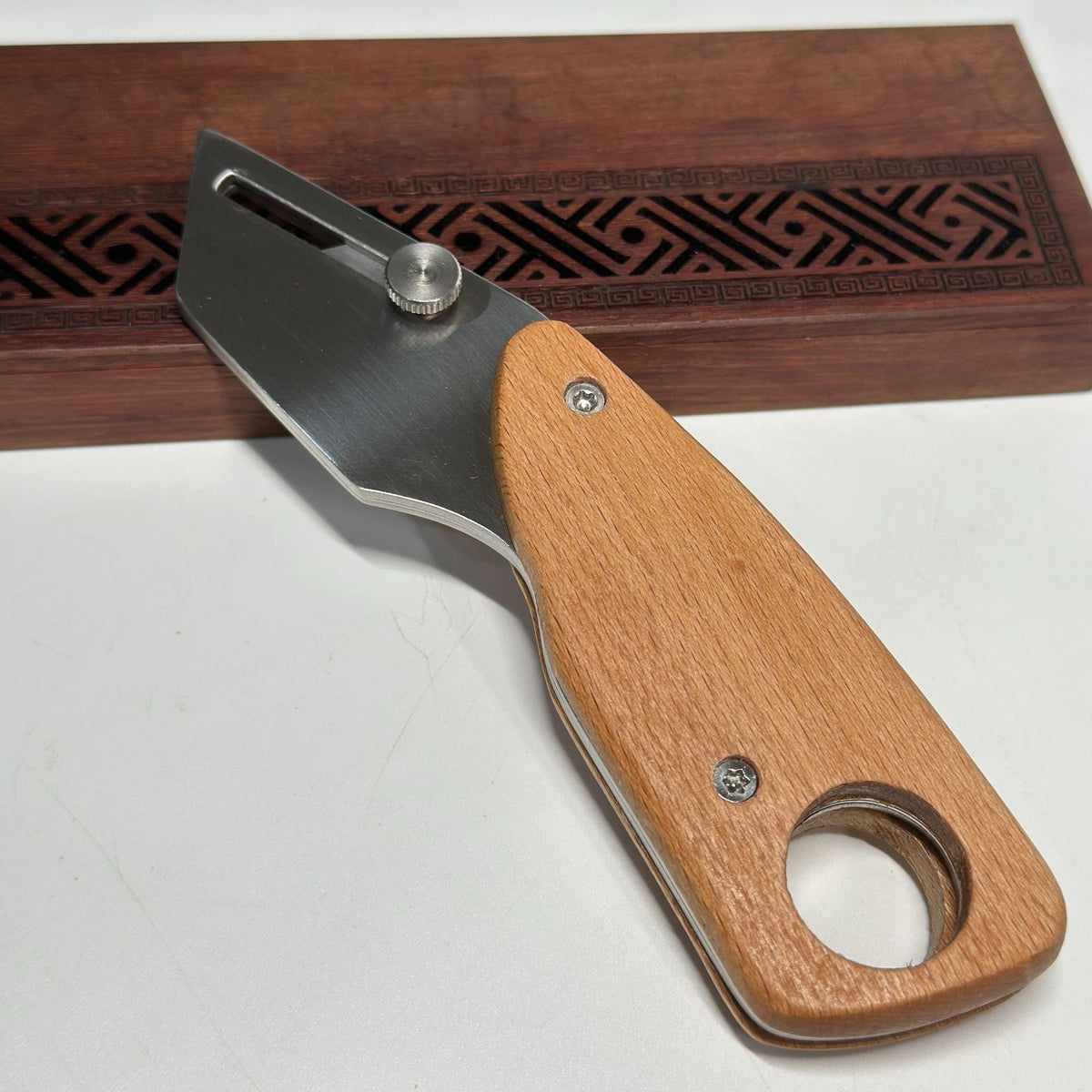 Professional Leather Skiving Knife Wooden Handle 152mm Stainless Steel