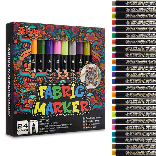 12/24 Fabric Marker Pens Set for Shoes T-Shirts & Bags 24 Colors