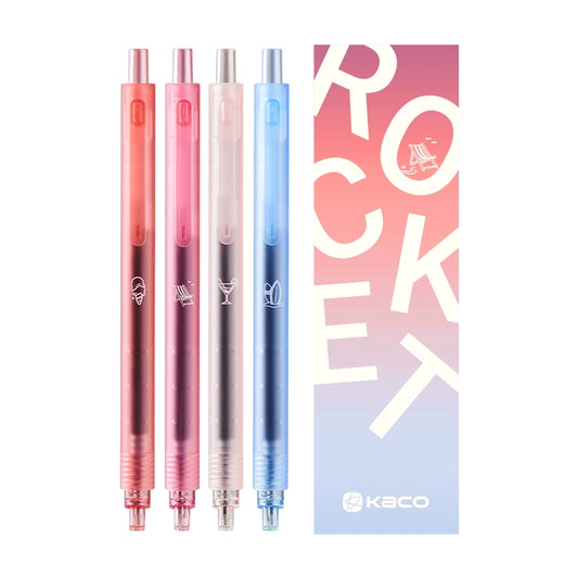 KACO Rocket Beach Sunset Gel Pen 0.5mm Black Ink 4 Pack