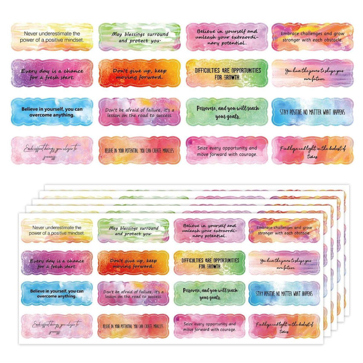 240 hojas de pegatinas de acuarela inspiradoras y motivacionales