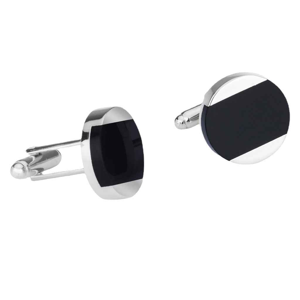 Premium Black Onyx Round Cufflinks for Men