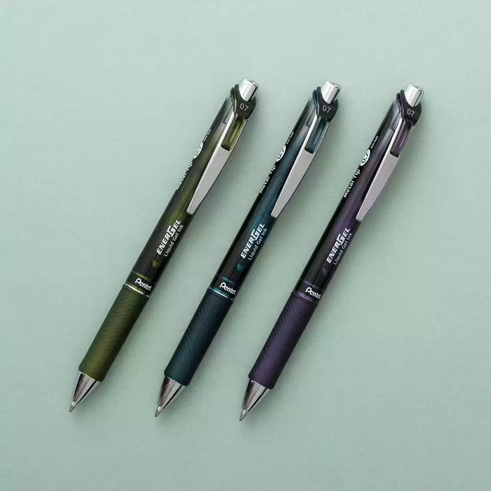 Pentel Energel BLN-75CA Retractable Gel Pen | 0.5/0.7mm | Vintage Style | 3 Pack | Japan