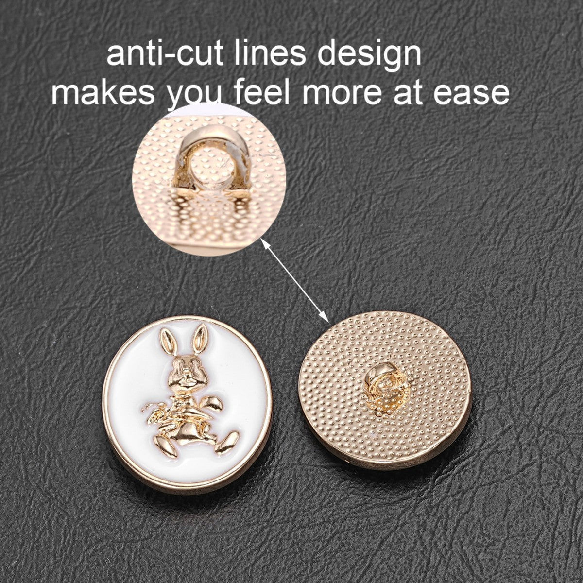 35L 22mm Oval Rabbit Pattern Zinc Alloy Plated Shank Buttons 10 Pack