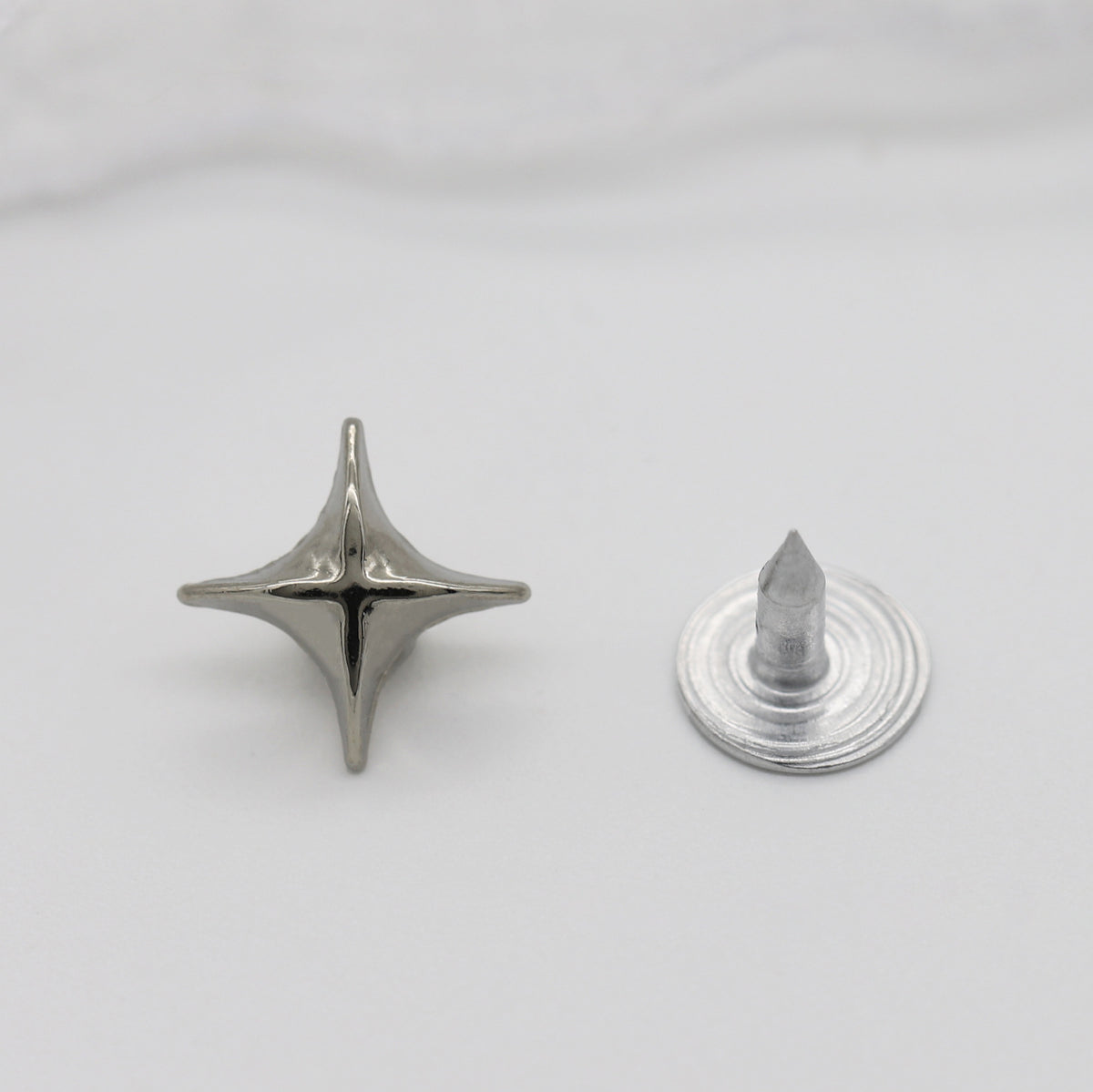 Four-Point Star Metal Stud Buttons for Shoes & Clothing, 100-Pack Silver