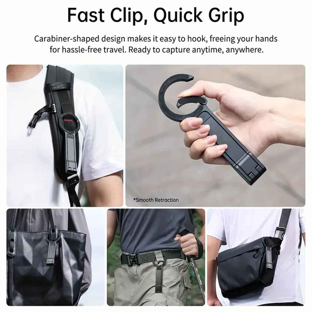Aluminum Alloy Phone Tripod Carabiner-Mounted for iPhone