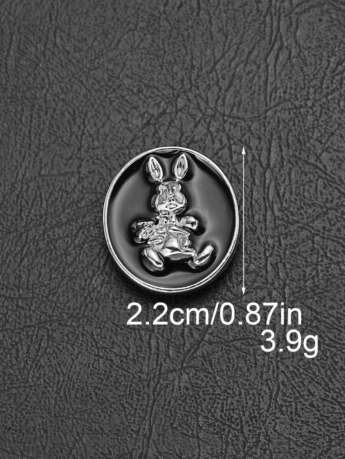 35L 22mm Oval Rabbit Pattern Zinc Alloy Plated Shank Buttons 10 Pack Black Silver