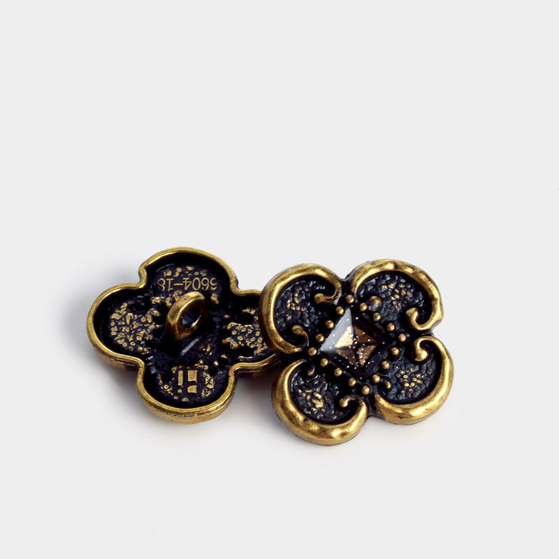 Vintage Enamel Four-Leaf Clover Metal Buttons, 20-Pack Bronze