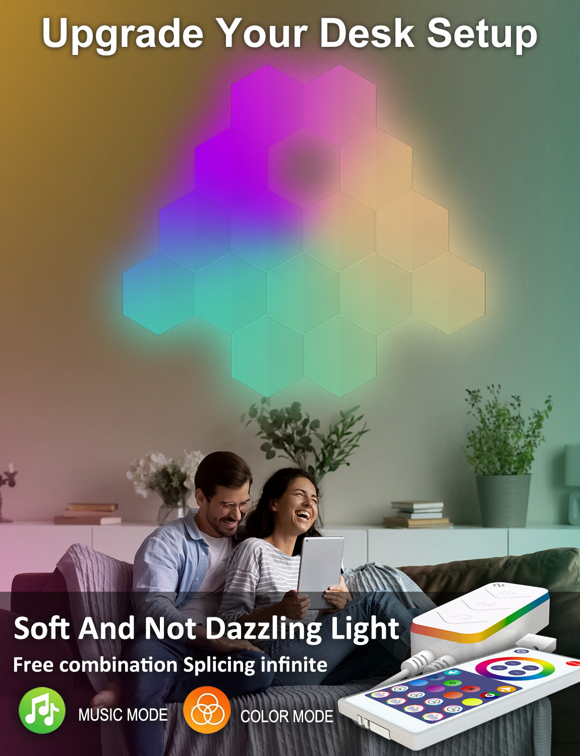 Smart Tuya WiFi Quantum Light Panels,RGBIC DIY Splicing Wall Lights