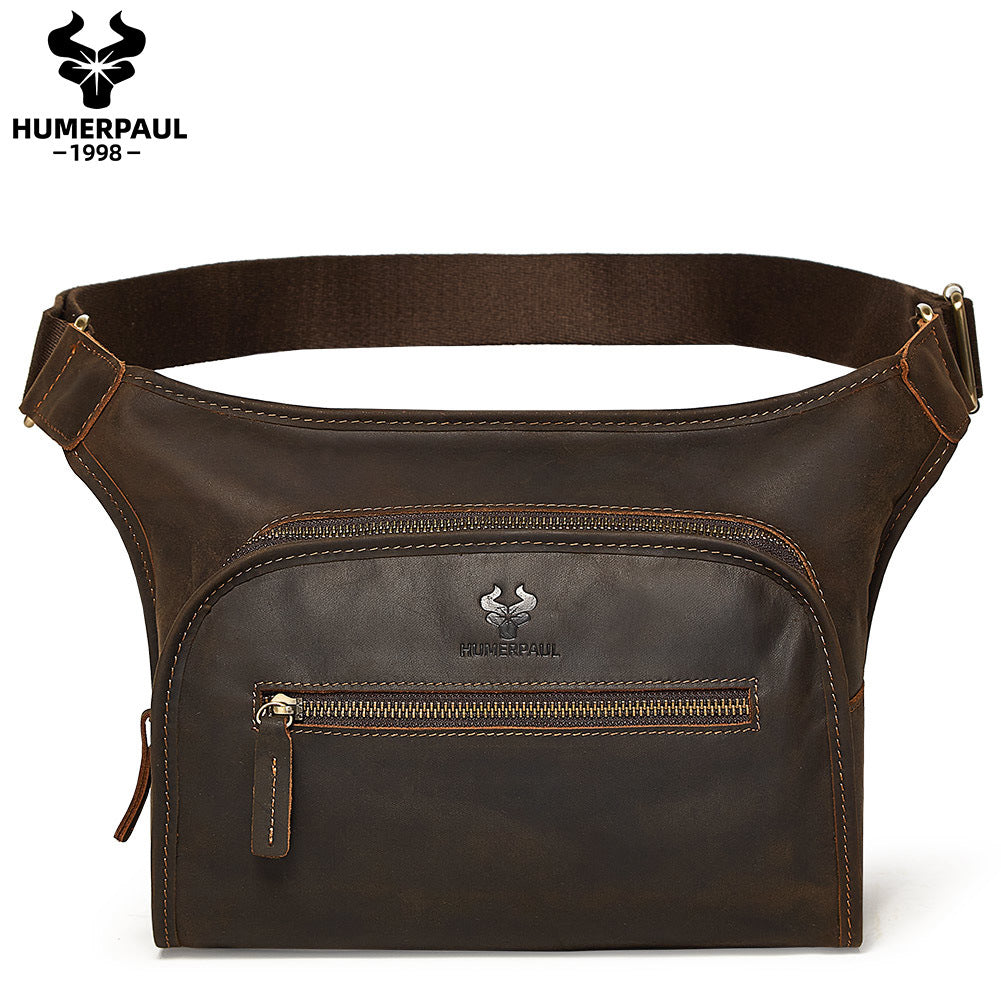 Men's Genuine Leather Commuter Shoulder Crossbody Bag Coffee
