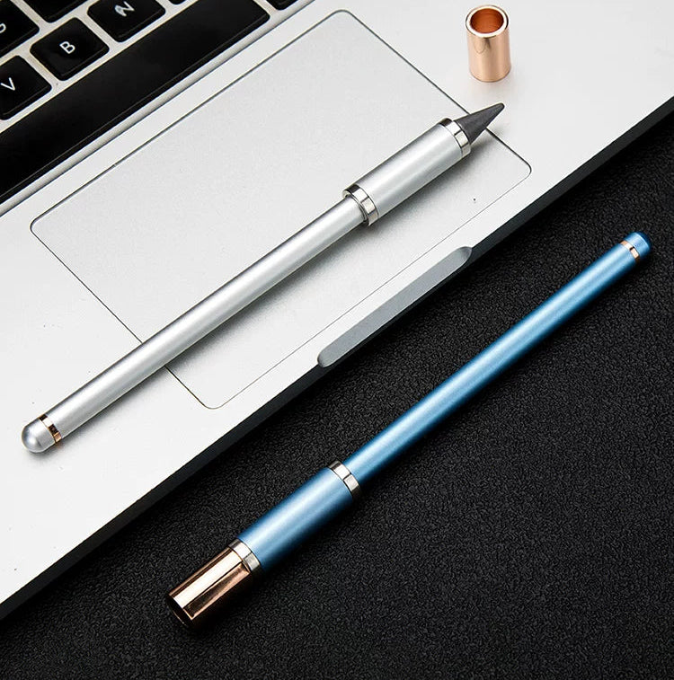 GNASEET Inkless Eternal Pen – Magnetic Fidget Cap, Metal Body | 148x7.5mm | Gold / Silver / Blue / Black