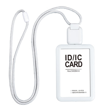 White Badge Holder with Long Retractable Lanyard – 2 Pack | Horizontal & Vertical | Fits 86×54mm Cards White A