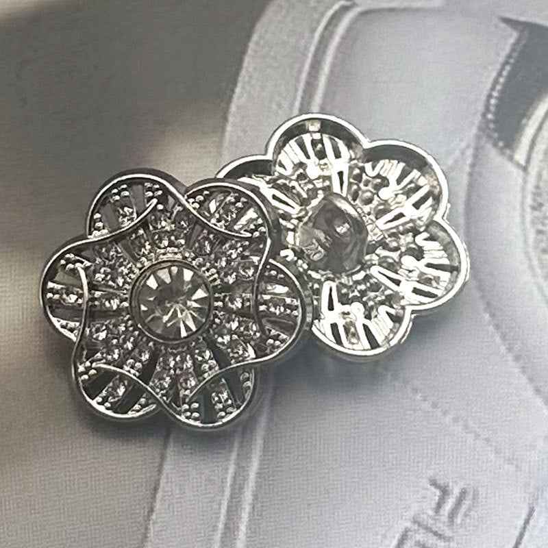 3/4 Inch Floral Crystal Gold Shank Coat Buttons for Women 20pcs Silver