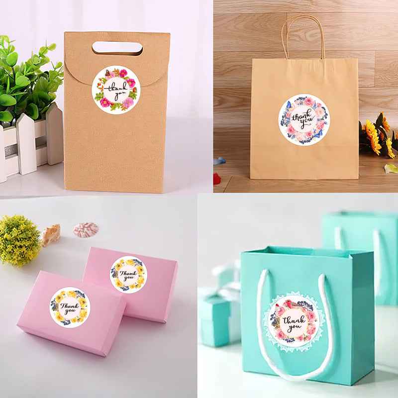 1000 stuks bedankstickers, ronde bloemenlabels van 1 inch voor kleine bedrijven