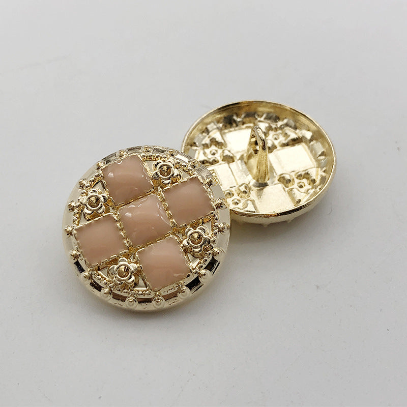 22mm Gold Round Square Rhinestone Metal Shank Buttons 10pcs 7