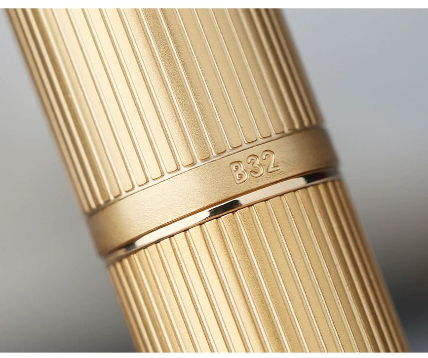 MAJOHN B32 Slim Piston Fountain Pen | Metal Stripe Barrel | Flexible Iridium F Nib 0.5mm