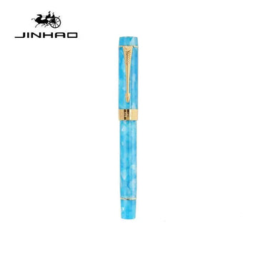 Jinhao Century 100 Fountain Pen – 18K Gold-Plated #35 Nib | Sky Blue Acrylic Barrel | Piston Converter Included | 2.6mm Cartridge Compatible Gold