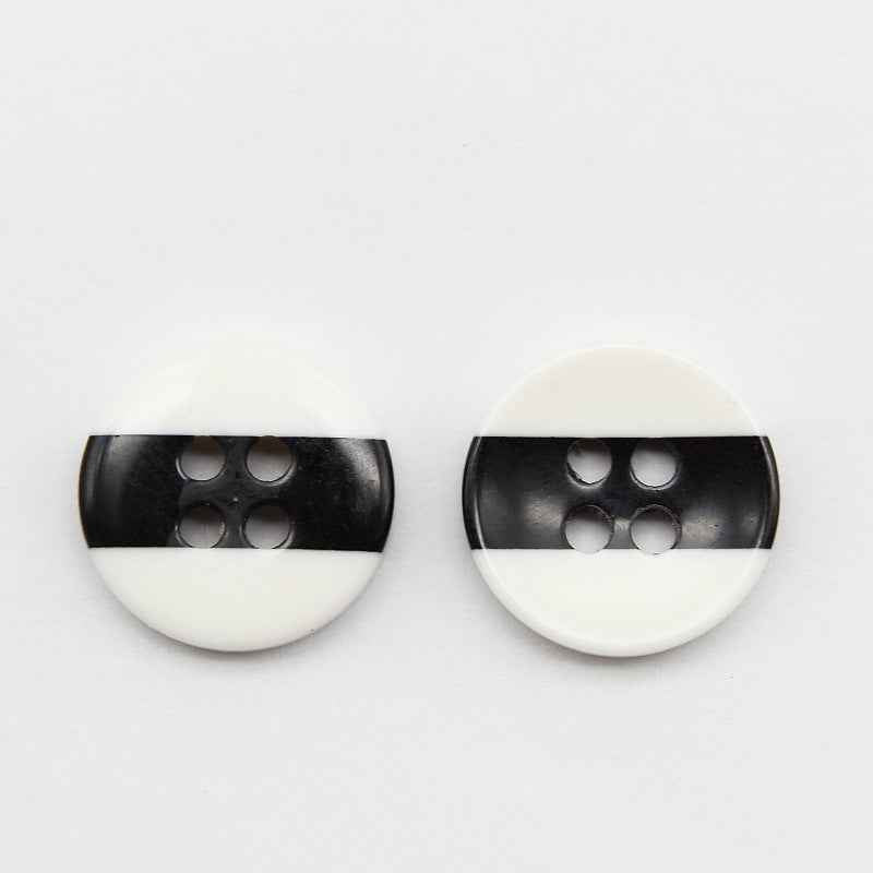 10/11.5/12mm Dual-Tone Round 4-Hole Resin Buttons 100pcs Black