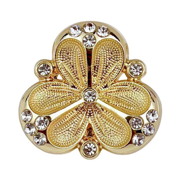 Light Gold Silver Rhinestone 3-Petal Flower Metal Shank Buttons 10pcs Gold