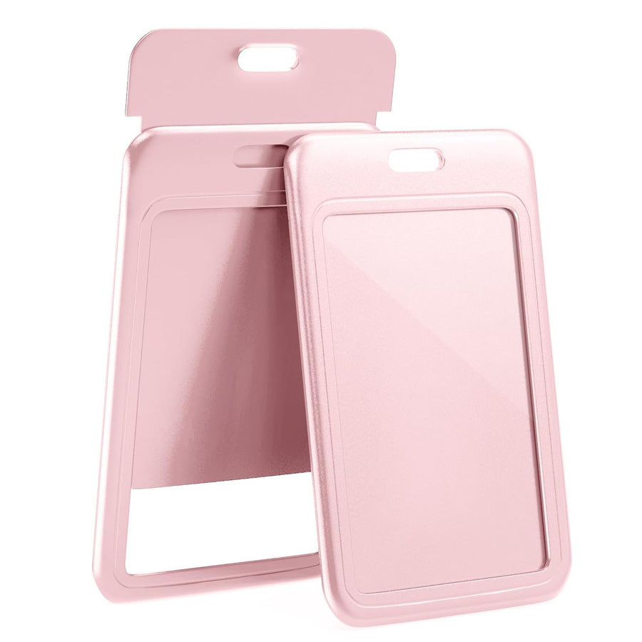 Macaron Color Slide ID Card Holder Set of 10 | ABS Plastic Push-Pull Badge Sleeve for Students — Blue, Pink, Black, White, Red, Purple Pink