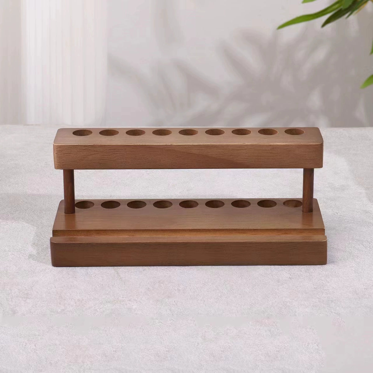 Wooden Pencil & Pen Holder with 9 Slots Cell Phone Stand A