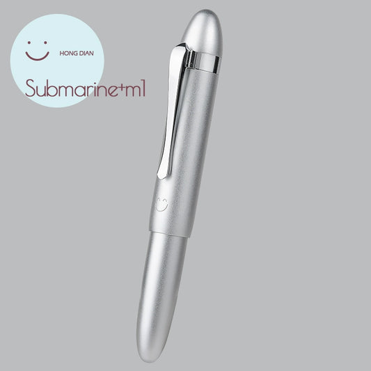 Hongdian Mini Pocket Travel Fountain Pen Submarine Shape Aluminium Silver