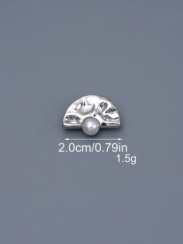Half-Circle Hammered Metal Pearl Shank Buttons – 20-Piece Silver