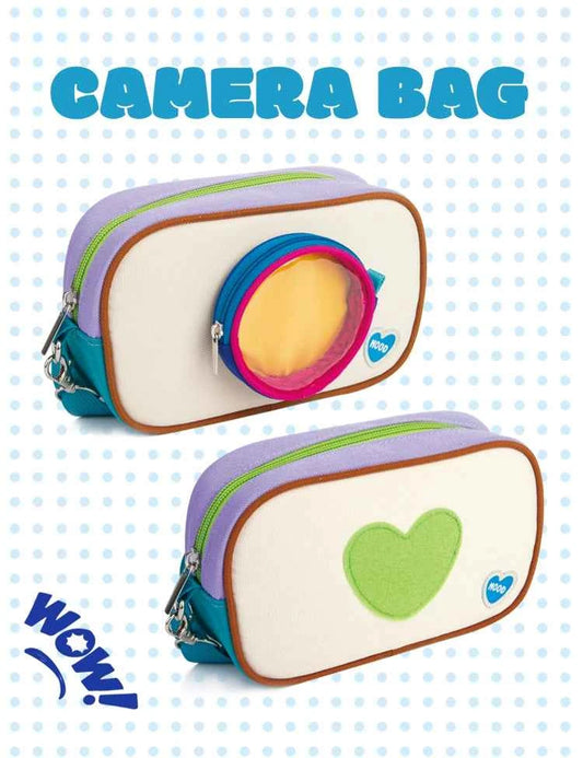 NATAMI Color-Block Camera-Style Pen Bag with Crossbody Strap