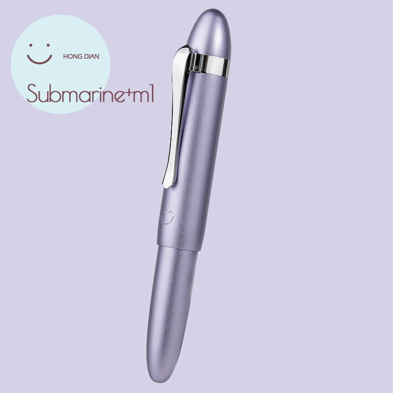 Hongdian Mini Pocket Travel Fountain Pen Submarine Shape Aluminium Purple