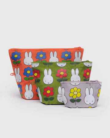 Japanese Cute Bunny Print 3-Piece Cosmetic Bag Set