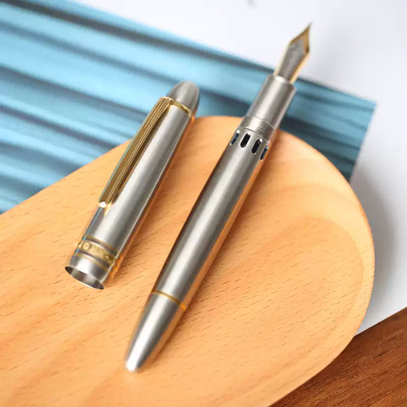 MAJOHN Titanium Alloy 136 Piston Fountain Pen | Brushed or Hammered Finish