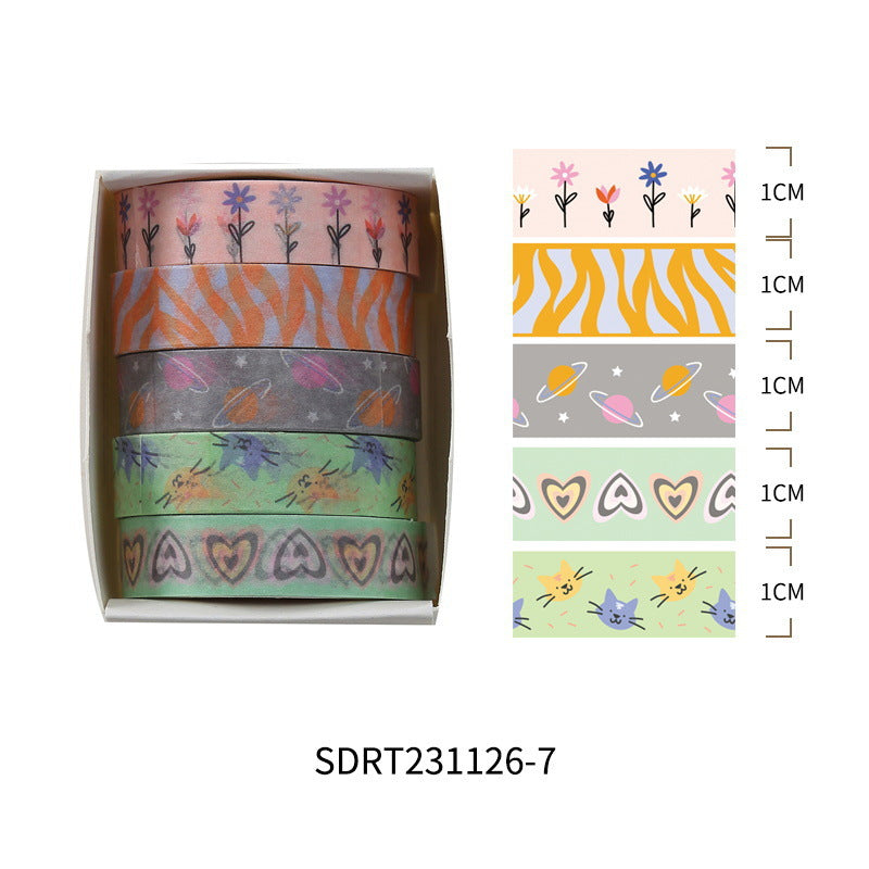 Sweet Donut House Washi Tape Set | 60 Rolls | 12 Color Palettes × 5 Rolls | 10mm × 2m