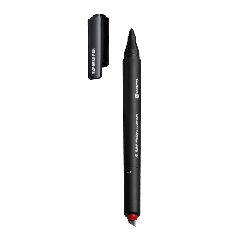 KAOC EXPRESS PEN Black Permanent Marker + Box Cutter Knife 5PCS