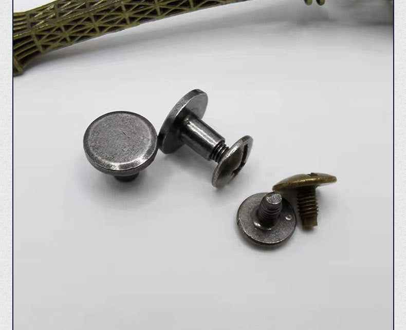 10MM Silver Bronze Flat Head Screw Rivets for Leather Craft 50 Pack