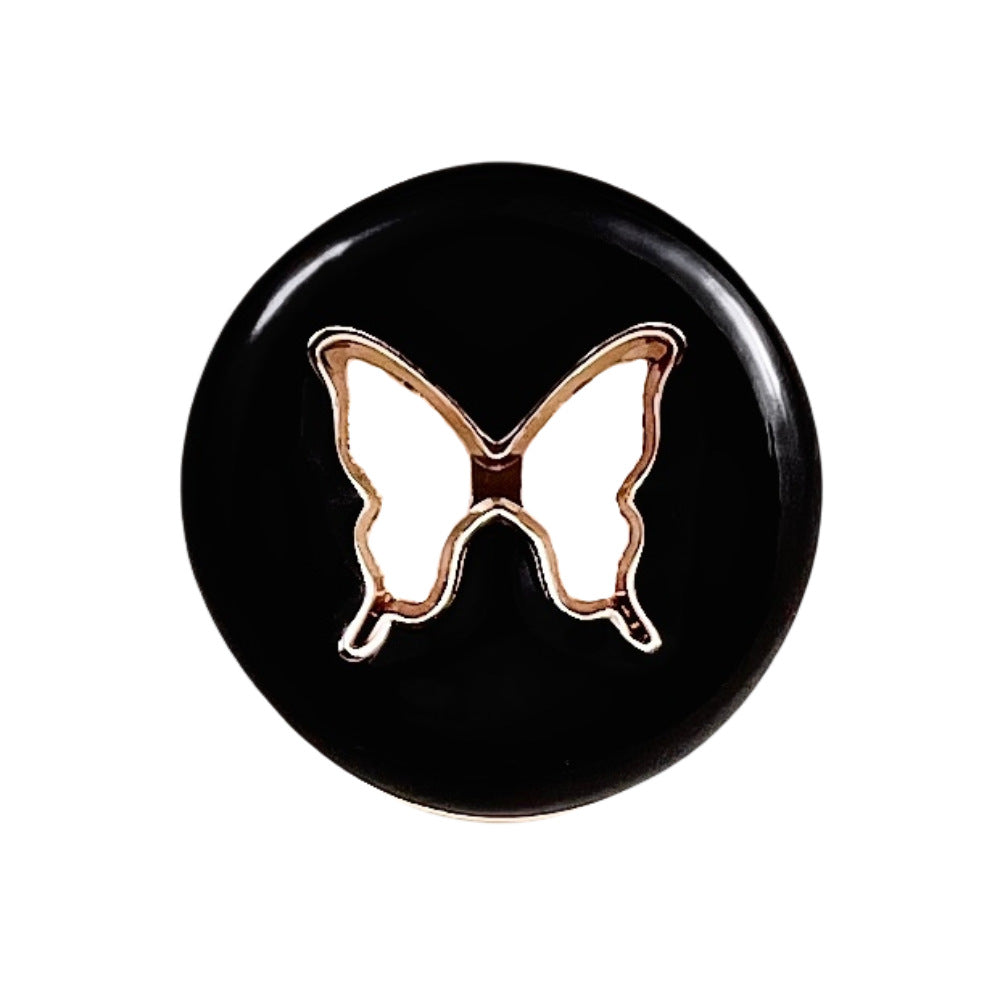 18/23mm Black and White Hollow Butterfly Metal Button 10pcs Black