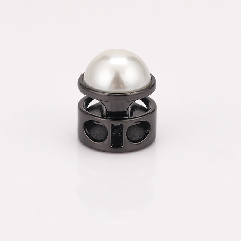 Pearl Texture Grenade Two-Hole Cylinder Metal Spring Drawstring Cord Lock – 20Pcs Gunmetal