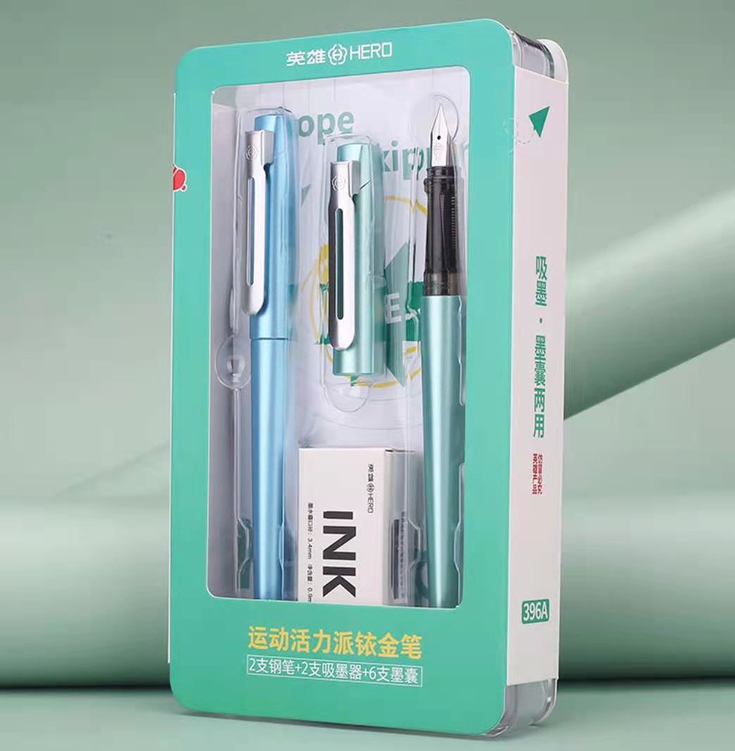 Hero Sports Vitality Iridium Fountain Pen Green-Light Blue