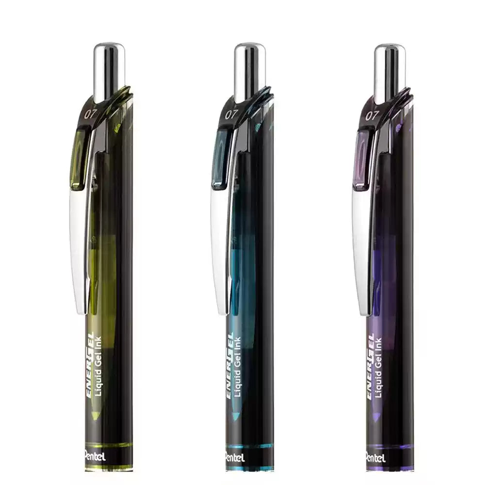 Pentel Energel BLN-75CA Retractable Gel Pen | 0.5/0.7mm | Vintage Style | 3 Pack | Japan