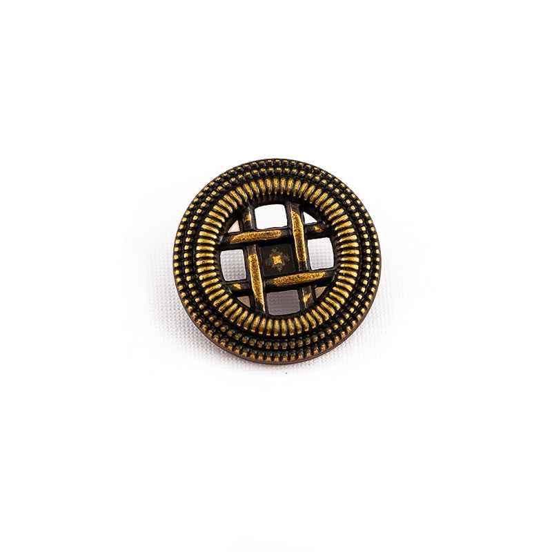 Round Woven Antique Gold Silver Matte Metal Shank Buttons 40-Pack Antique Gold