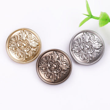 Crown Emblem Round Metal Shank Buttons 20-Pack