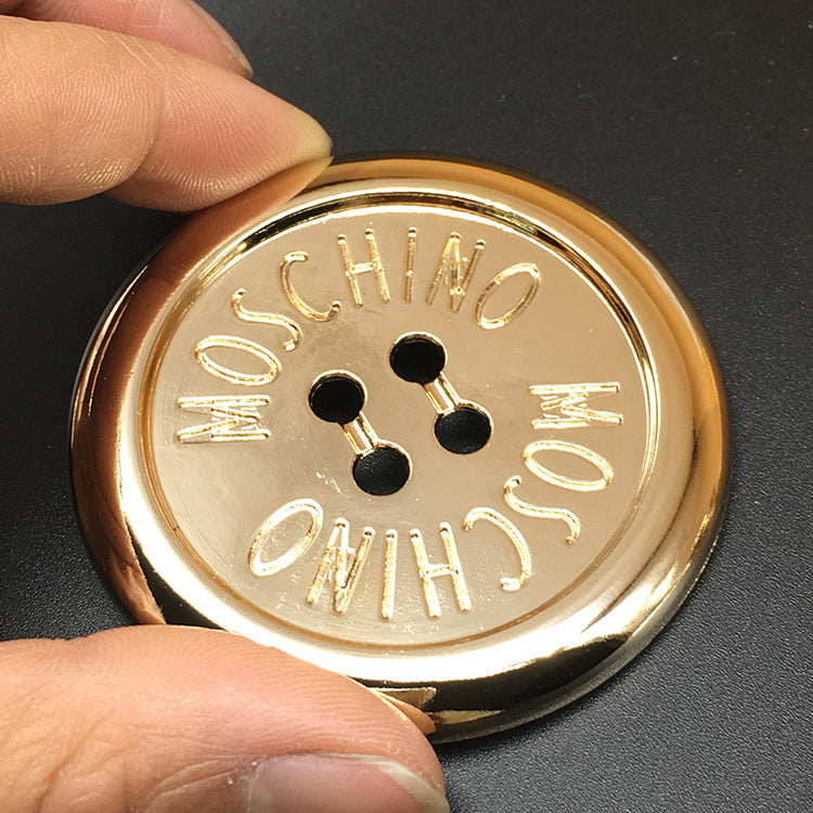 70mm Extra Large Gold Round Thin Edge Four-Hole Metal Buttons 10pcs