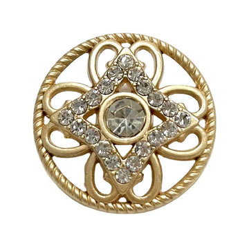 18-25mm Mist Gold Round Hollow Flower Rhinestone Metal Button 20pcs